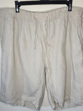 Saks Fifth Avenue Men's Drawstring Linen-Blend Shorts — Beige Large Minimalist